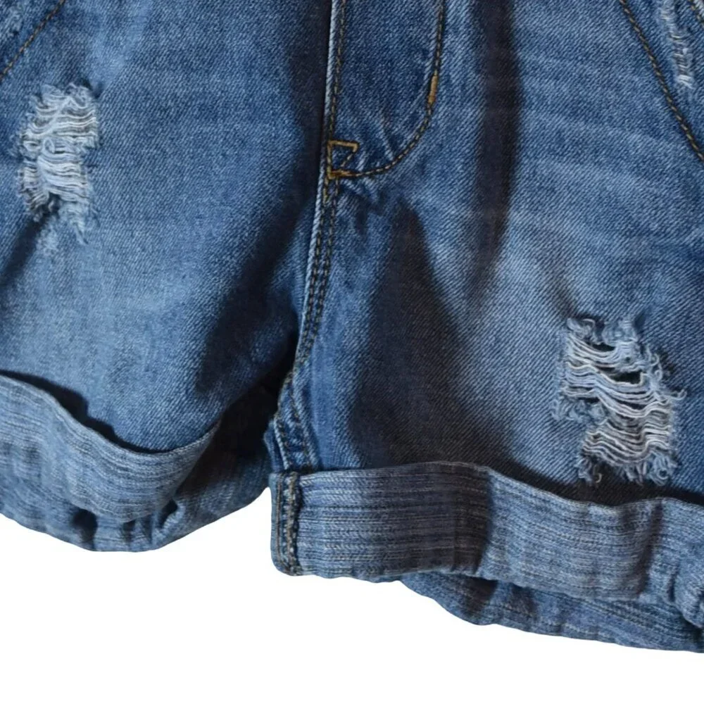 GAP Denim Shortalls Two Toned Denim  Kids S Distressed Overall Retro 6-7 Y